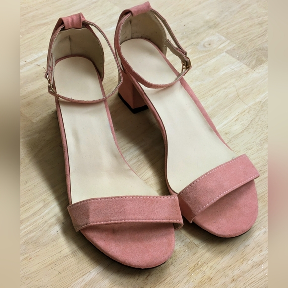 NWOT Pink Open Toe Block Heels - Picture 2 of 4